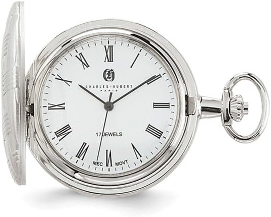 Sonia Jewels Charles Hubert Chrome Finish Brass Basket Weave Pocket Watch 14.5"