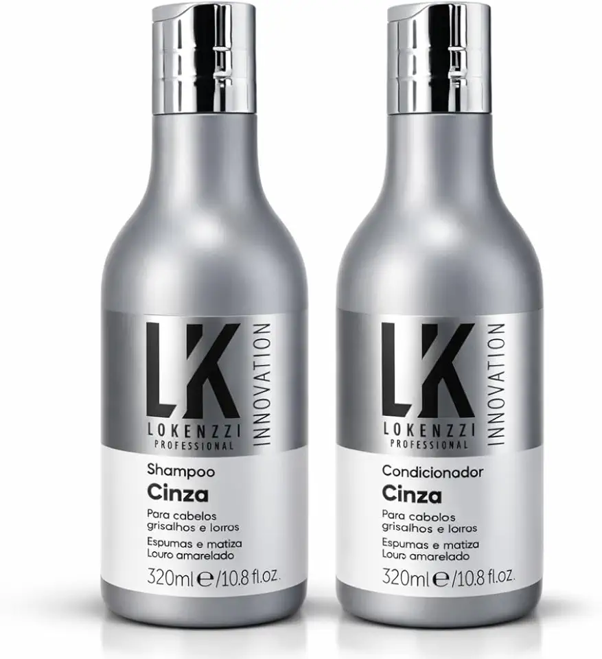 Kit Matizador Cinza Shampoo + Condicionador para Cabelos Grisalhos, Brancos e Platinados, Efeito Antiamarelado e Brilho Natural