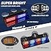 Tiannor Emergency Dash Strobe Lights,Red Blue Police Safety Flashing Hazard Windshield Visor Lights,Traffic Advisor Light Bar for Patrol Vehicles, Tow/Plow Trucks Cars(2x9 inch, 48LEDs)