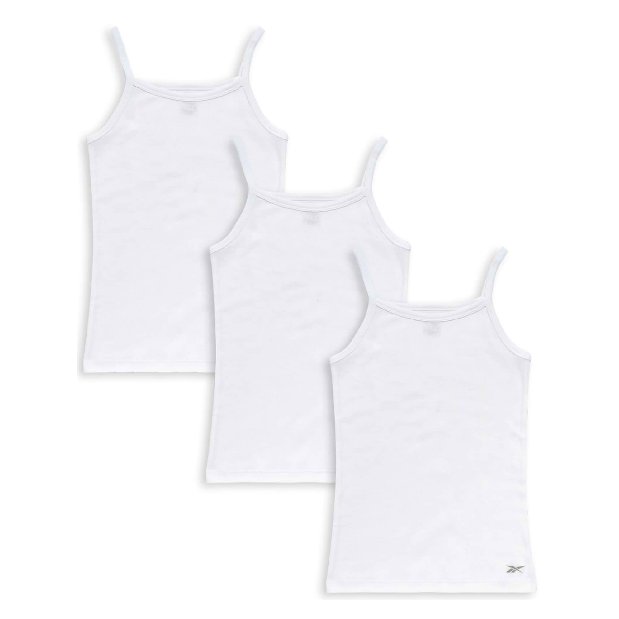Reebok Girls Camisole - 3 Pack/6 Pack Super Soft Tag-Free Lightweight Cotton Cami Tank Top Undershirts for Girls Regular Fit
