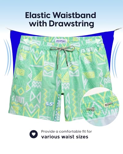 Image of maamgic Mens Swim Trunks 5 Inch with Mesh Lining, Quick Dry Mens Bathing Suit, Swim Shorts for Swimming and Beach