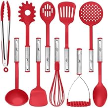 Kitchen Utensils Set, 10 Nylon Stainless Steel Cooking Utensils, Non Stick and Heat Resistant Cookware set New Chefs Gadget Tools Collection