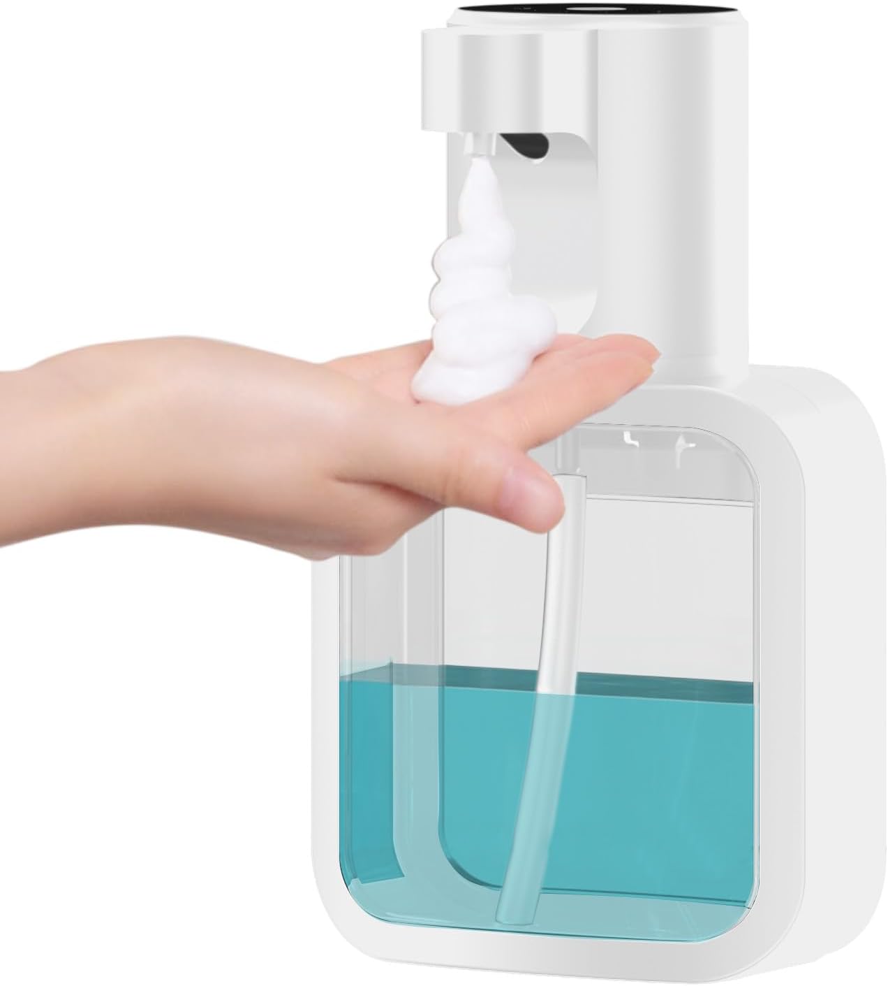 Electric Automatic Foaming Soap Dispenser 17oz/500ml, Touchless Hand & Dish Soap Dispenser with 4 Adjustable Levels - for Kitchen & Bathroom - White