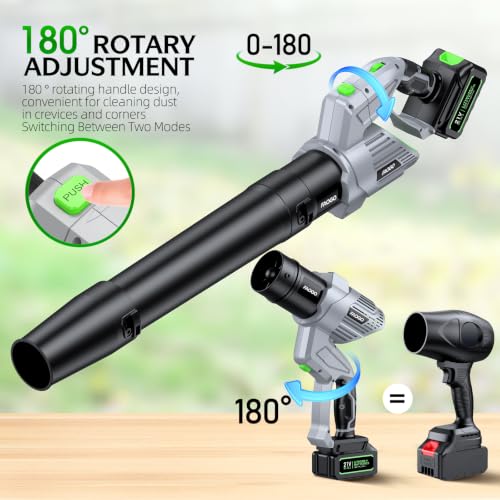 Image of Cordless Leaf Blower, 680 CFM High Power Battery Powered Leaf Blower with 2 Batteries & Charger, 5-Speed Variable Control, Lightweight Handheld Design for Yard, Driveway, Patio, Garage