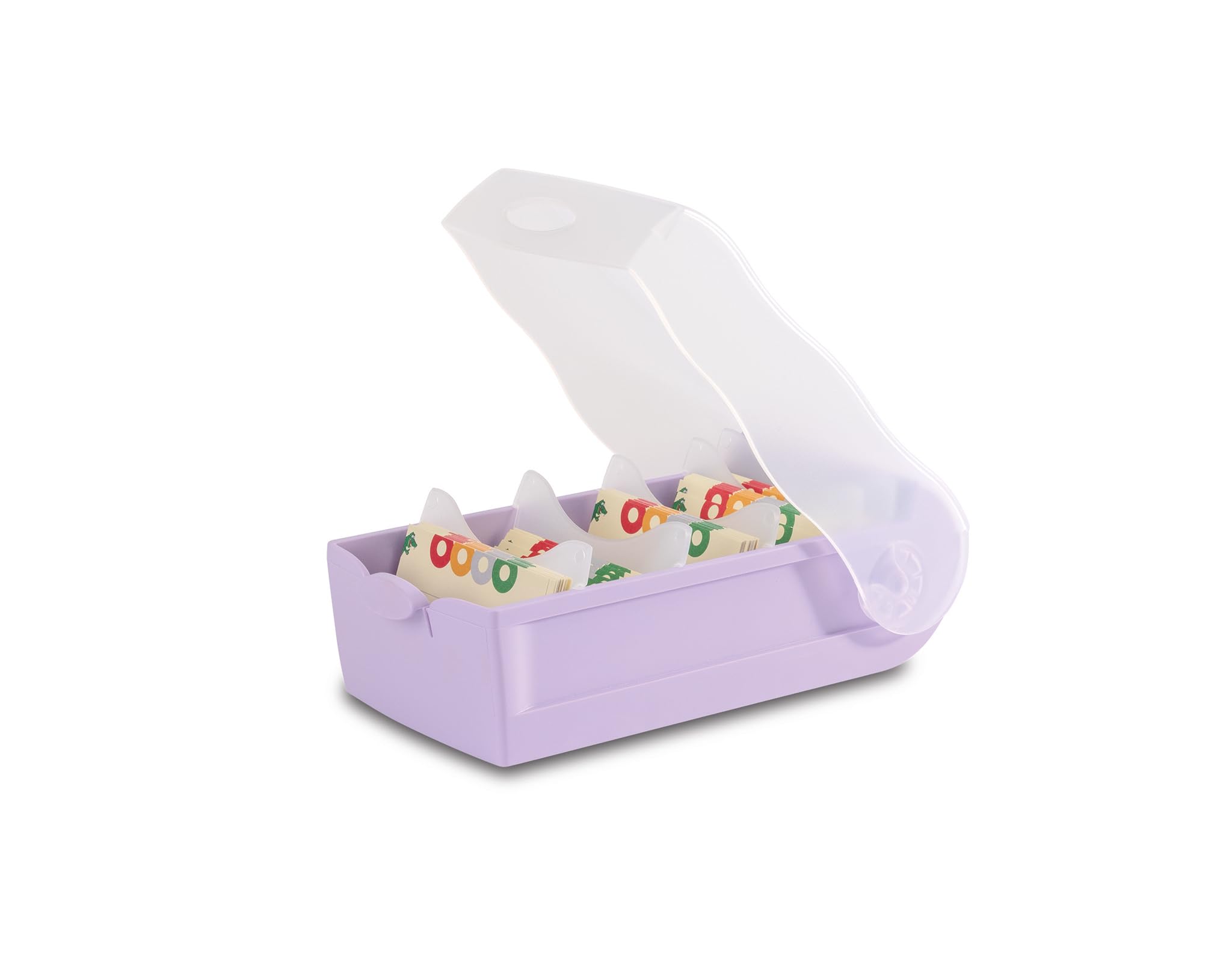HAN Croco flashcard Box, Easy to Learn Vocabulary with 5-Compartment Learning System, DIN A8 Index Box for 500 Cards, 998-887, Translucent/Pastel Purple