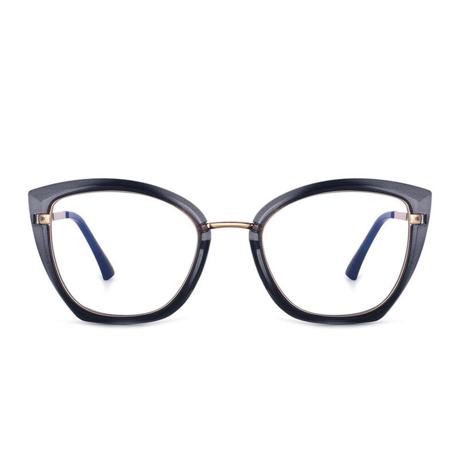 Occhiali da Lettura Occhio di Gatto Retrò:Metallo TR Frame Vintage con Anti Luce Blu Lenti Cerniera a Molla Occhiali Lettori per Donna Uomo