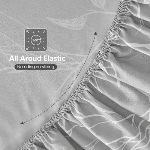 Drap housse microfibre 160x200 cm gris avec taies d'oreiller