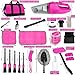 ThinkLearn Car Cleaning Kit, Car Vacuum Detailing Kit Interior with High Power Handheld Vacuum, Including 7Pcs Detailing Brush Set, Windshield Cleaner, Pink Car Accessories for Women