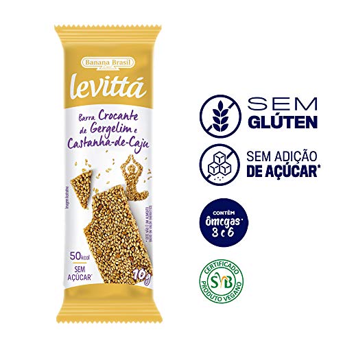 Banana Brasil Display Barra De Gergelim E Castanha De Caju Levittá - 24 Unidades De 10G