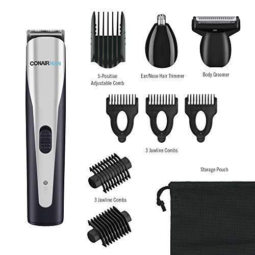 Conairman All-In-One Beard Trimmer For Men, For Body, Face, Ear And Nose Hair Trimmer, 8 Piece Men's Grooming Kit, Lithium Battery-Powered #TOP4