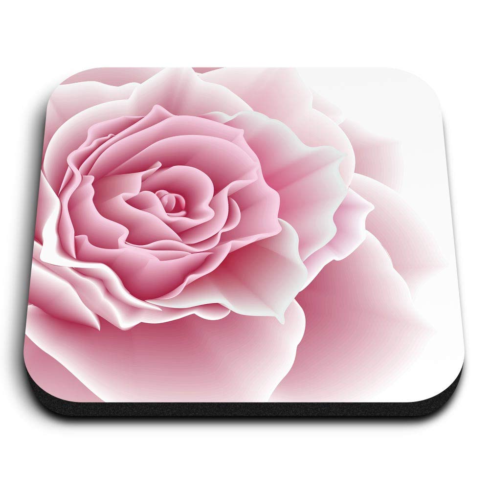 1 x Square MDF Fridge Magnet - Pink Rose Flower Love 15593