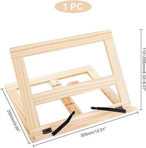 Miniatura 2 de AHANDMAKER Soporte de madera para lectura, soporte ajustable para libros de recetas, soporte grande y portátil de madera para encimera de cocina,