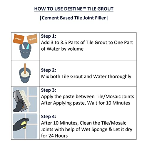 Image of DESTINE Tile Grout (16 COLOURS) (ALL PACKS: 100 Gm, 400 Gm, 800 Gm, 1 Kg, 3 Kg, 5 Kg), Waterproof, Cement Based Tile Joint Filler, Crack Filler, Tiles Gap Filler, Tile Grout (3 Kg, Steel Grey)