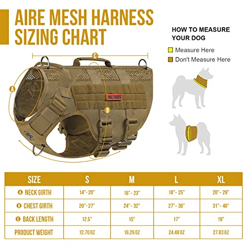 Onetigris No Pull Tactical Dog Harness For Medium Dog, Aire Mesh Dog Vest Harness, Breathable Military Dog Molle Vests With Handles, Service Dog Vest For Walking Hiking Training (M, Brown) #TOP2