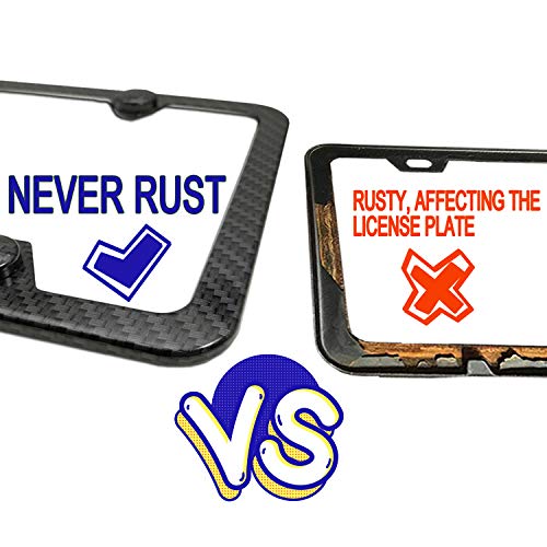 Fbjtdq Police Thin Blue Line License Plate Frame- Patriotic Carbon Fiber Car Tag Holder, American Flag Black Aluminum Bracket With Screw, Cap Covers, Decal, Novelty Gift For Law Enforcement, 1 Pack #TOP7