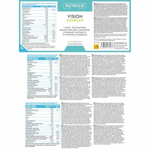 Vision Complex LuteíNa + Zeaxantina + Astaxantina - Vitamine C E E A - Per Gli Occhi - Complesso 18 Igredienti Con Zinco Selenio Rame Licopene + Tiamina Riboflavina - 60 Capsule Nutralie - 6