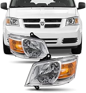 AKKON - For Dodge Grand Caravan Clear Headlights Head Lamps Driver Left + Passenger Right Side Replacement Pair