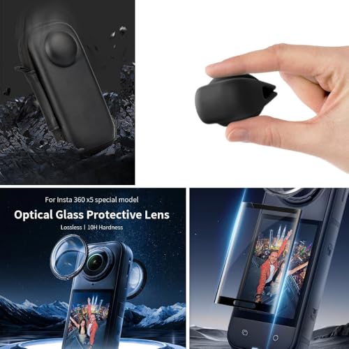 Image of Yantralay Insta 360 ONE X5 Accessories Combo - Lens Guard, Silicone Lens Cap, Tempered Glass Screen Protector & Shockproof Camera Pouch Protective Kit