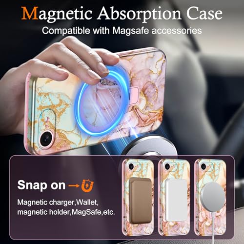 Casehas for iPhone 17e Case 2026, [Magnetic Invisible Stand] [Compatible with MagSafe] [Military Grade Drop Protection] Slim Translucent Matte Back Shockproof Protective Cover, Rose Gold - image 3