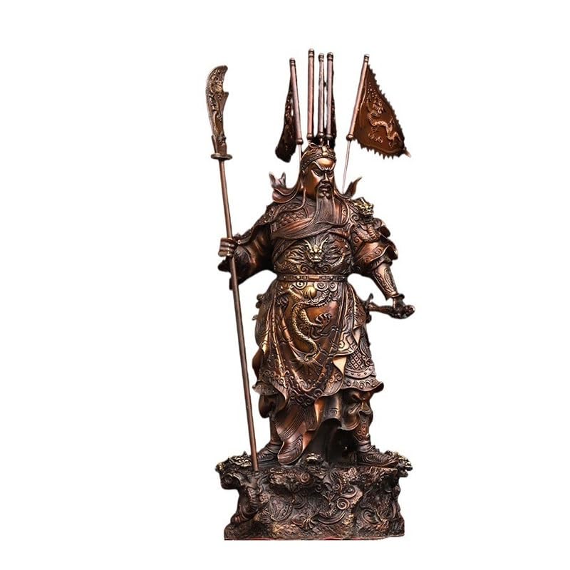 Posąg Buddy do wnętrz Ozdoby biurowe Mosiądz Guan Gong Rzeźba z brązu Salon Zen Craft Rzeźba Feng Shui Ornamenty Medytująca Statua Buddy Rzeźba (S)