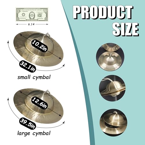Chinese Cymbal, China Cymbals, Chinese Instrument, Finger Hand Cymbal, 20-Yr Artisan Crafted, Top Sound (Small)