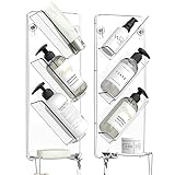SEE SPRING 2 Pack Acrylic Shower Caddy Clear Plastic Shampoo Holder for Wall Bathroom Organizer Bath
