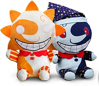 FNAF Sundrop Plushies 2pcs Sun and Moon Plush FNAF 9.84in FNAF Security Breach Sundrop and Moondrop Plush Figure Toy Soft Stuffed Clown Cartoon Plushie for Boys Girls Festive and Decorative Gift