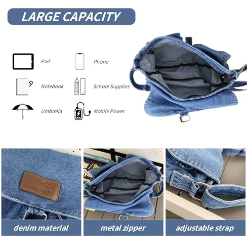 Bolso denim cruzado para hombres y mujeres miniatura 4