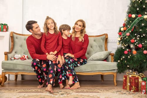 Ekouaer Christmas Pajamas Matching Family Pj Set Long Sleeve Tops and Plaid Pants for Sleepwear Soft Loungewear Pjs3
