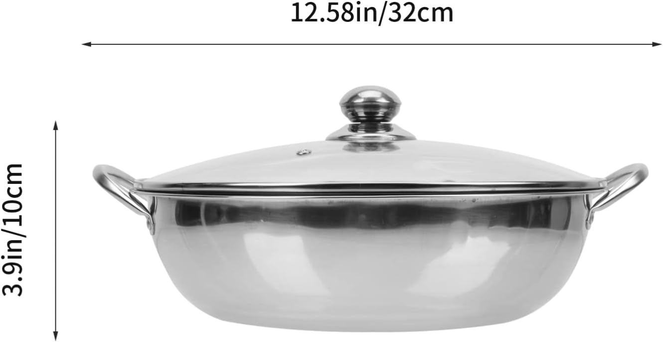 Stainless Steel Divided Dual Hot Pot with Handle for Home Cooking