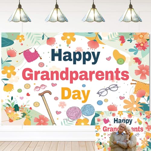 Toile de fond Happy Grandparents Day décorative de 213x152 cm pour fête