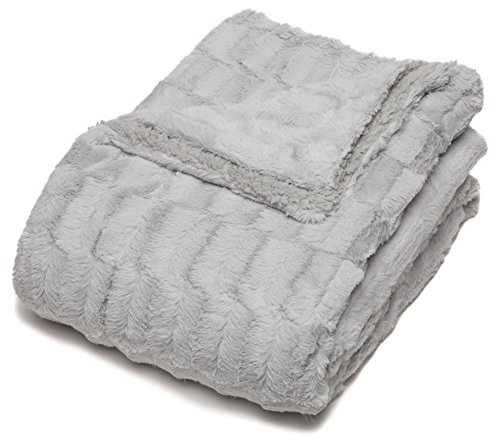 Chanasya Fuzzy Faux Fur Rectangular Embossed Throw Blanket - Super Soft And Warm Lightweight Reversible Sherpa For Couch, Home, Living Room, And Bedroom Décor (50X65 Inches) Light Gray #TOP7