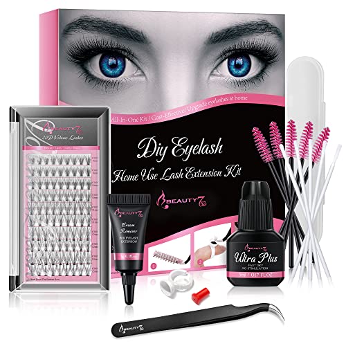 Beauty7 wimpernverlängerung set Falsche Wimpern Verlängerung Übung kit DIY 20D Wimpern Starter Kit mit Wimpernkleber Entferner Cream Pinzette