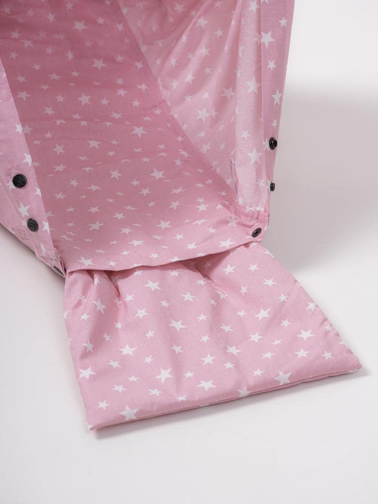 CARPETIA BABYTRAUM Baby FEDERWIEGE Einschlafhilfe ruhiger & erholsamer Schlaf | weiße Sterne pink