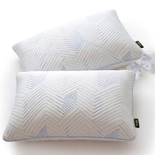 Image of Frido Latex Pillow with Cooling Cover |100% Natural Latex Orthopaedic Pillow for Neck & Shoulder Pain Relief |Reversible Cooling Design with Air Vent Holes | for Side & Back Sleepers | Pack of 2
