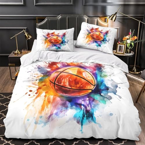 Housse de couette 140x200 basket parure lit microfibre douce ado garçon 3D - 2