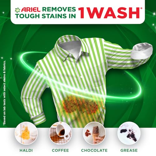 Image of Ariel Complete Detergent Powder - 1kg + 500g free | Removes 100 Tough Stains in 1 wash | Fragrance that lasts for 2 weeks | For Semi Auto Washing Machine & Bucket Wash