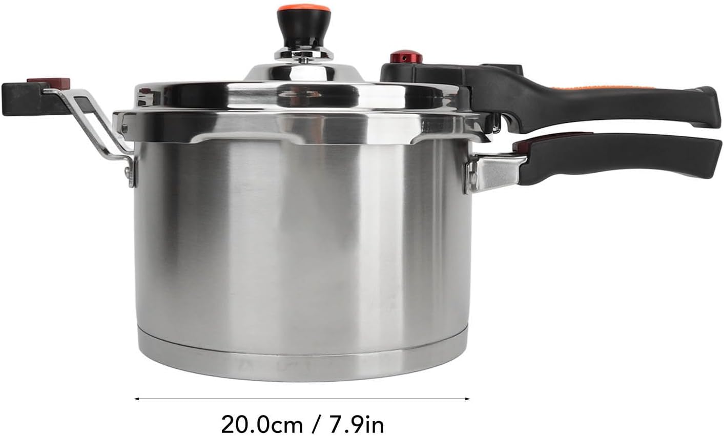 Pressure Cooker Stainless Steel Pressure Canner 80kpa Fast Cooking Safe with Safety Valve for Induction Gas Electric Stove (4L)