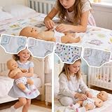Xerteam 4 sztuki pieluszek dla lalek, 4 pary skarpet dla lalek, kompletny zestaw akcesoriów dla lalek 30-43 cm, wielokrotnego użytku, samoprzylepne, skarpety do odgrywania ról, z kolorowymi kropkami w