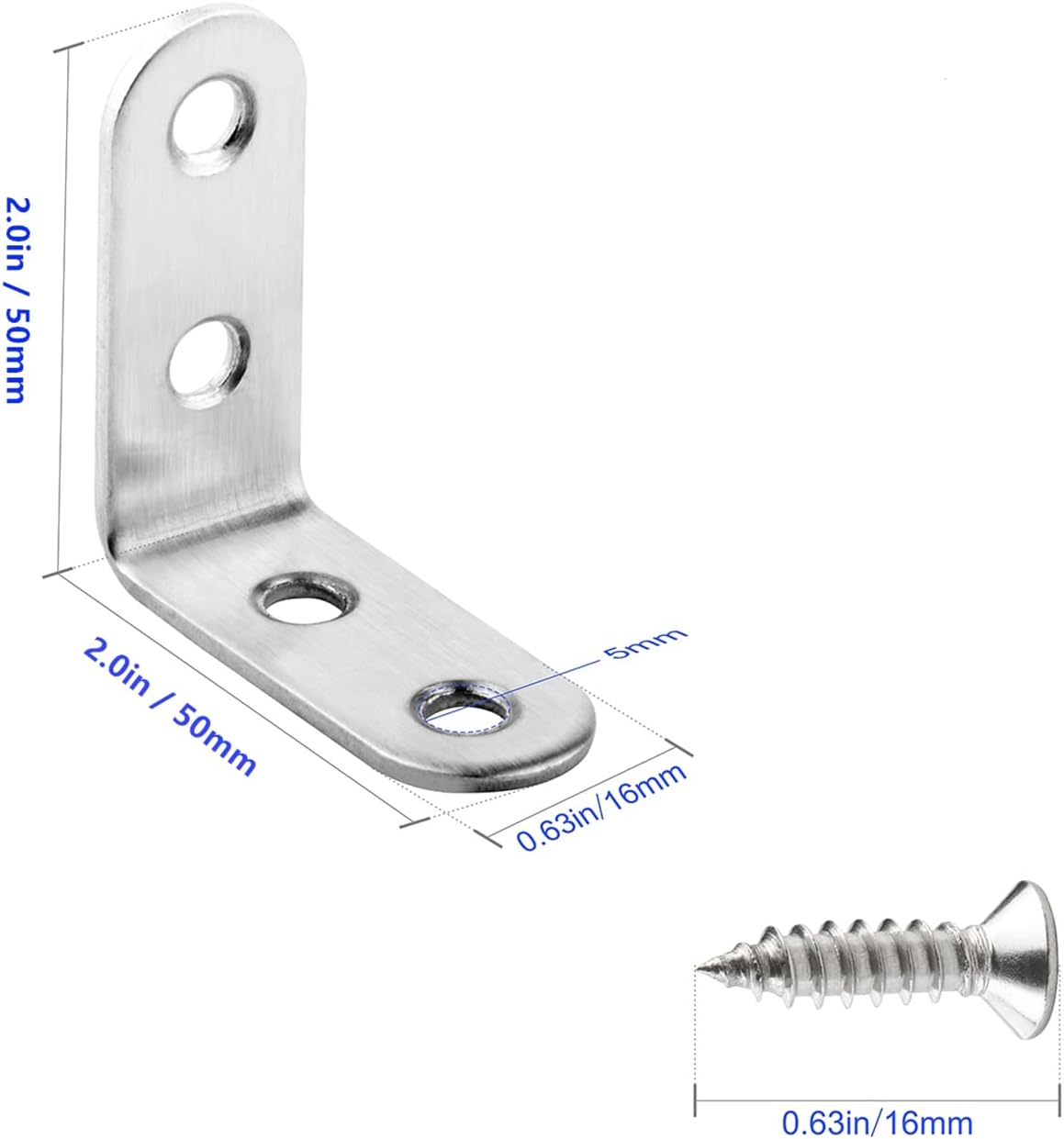 12 Packs L Bracket 50 x 50mm Corner Braces,YMAISS Stainless Steel Joint Right Angle Shelf Support Bracket with Screws