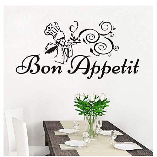 Preisvergleich Produktbild Appetit Chef With Meal Wandaufkleber Küchenutensilien Küchenaufkleber Küchenaccessoires Abnehmbarer wasserdichter Vinyl-Aufkleber 120 cm x 56 cm