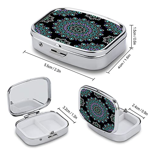 Boîte à pilules miroir au design soigné bleu datura pour accessoires raffinés