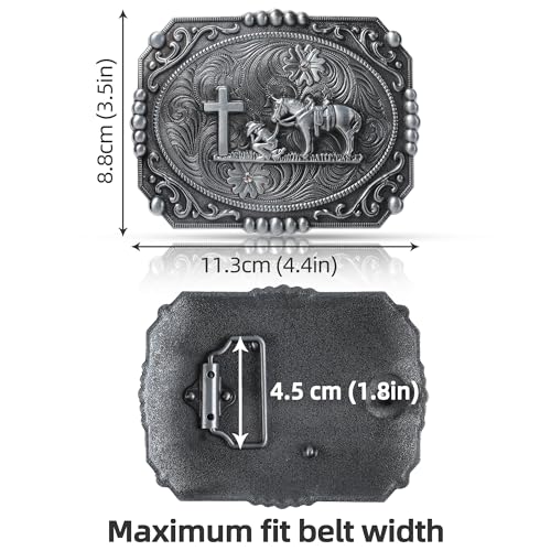 LuluCircle Western Belt Buckle Men Women (Cross Cowboy), Classic Cowboy Elegance - Thumbnail 4