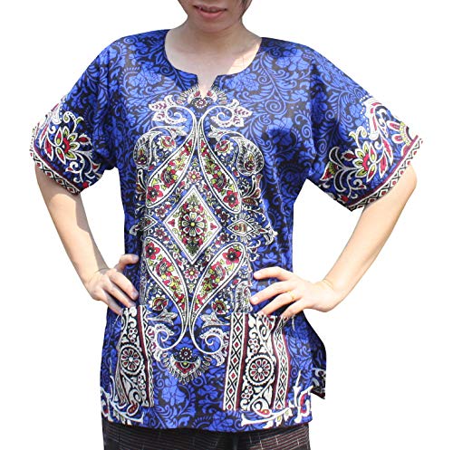 RaanPahMuang Dashiki Shirt Radiant Colors Casual Paisley Intricate Aum Print