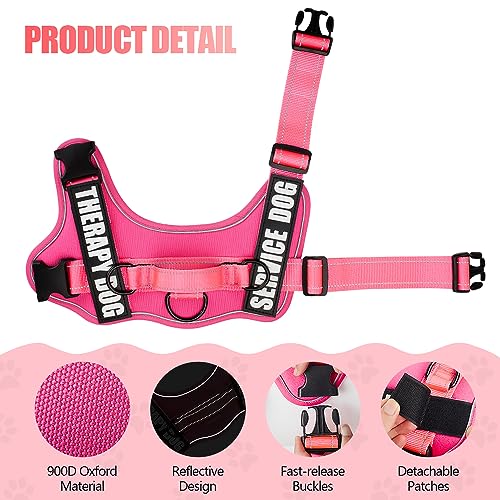 Dog Vest Harness and Leash Set, Animire Reflective Service Dog Vest with 10 Patches, 3 Rings No Choke Pet Vest for Leash Placement, in Training Dog Harness for Small Medium Large Dogs(Hot Pink,S)