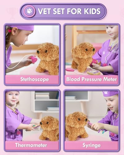 Image of Lehoo Castle Wooden Doctor Kit for Toddlers 3-5, Vet Toys for Kids(Pink)