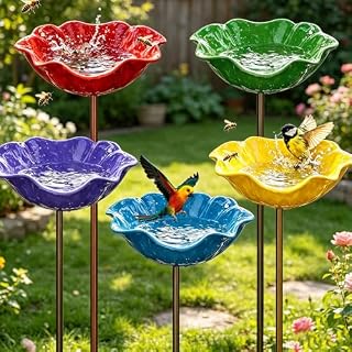 Mingjay bain d’oiseaux métal, lot de 5 coupelles 10 cm