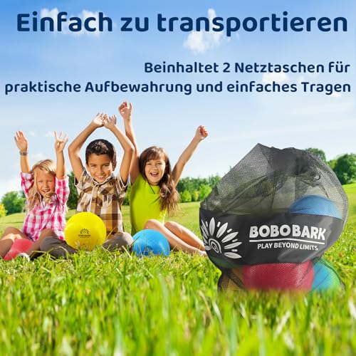 BOBOBARK Spielbälle Kinder – 12er Set Soft Gummibälle (8,5 Zoll) für Indoor & Outdoor | Playgroundball/Dodgeball/Vier-Felder-Ball | Schule, Turnhalle & Garten