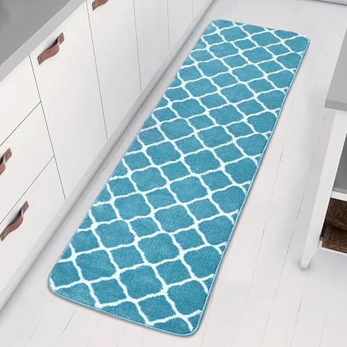 Image of Saral Home Tangier Soft Microfiber Durable & Washable Multipurpose Bedside Runner for Home /Kitchen /Living Area /Lobby /Office Entrance with Anti Skid Backing (Turq, 40x100 Cm)