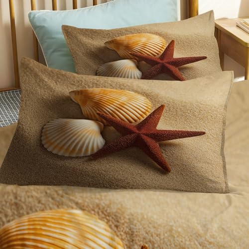 Housse de couette 200x200 jaune boue réversible plage et 2 taies